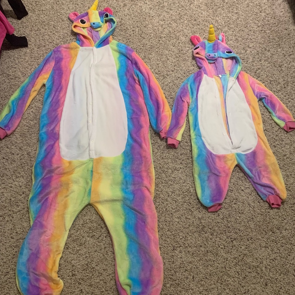 Mommy and me rainbow unicorn pjs set